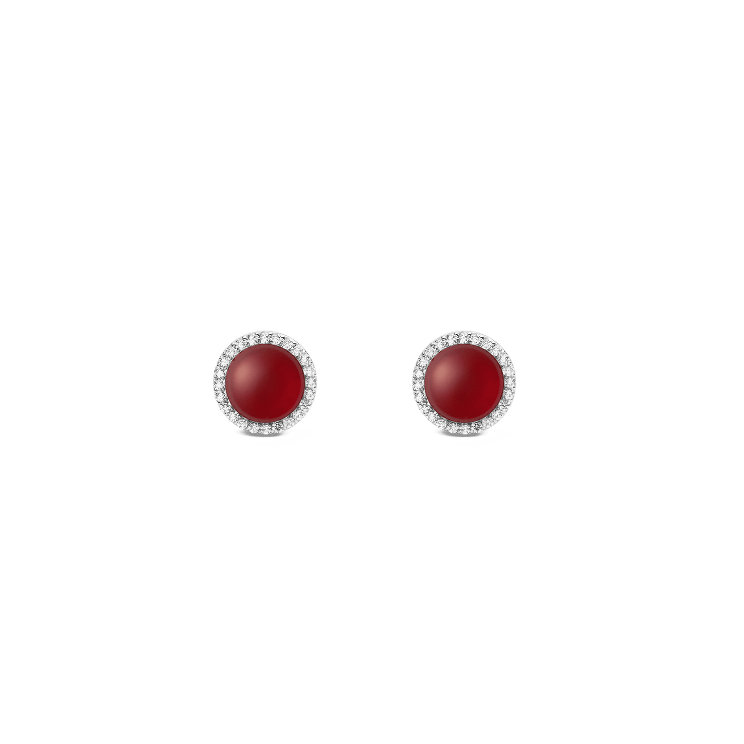 Audrey Earrings  Red Agathe Silver