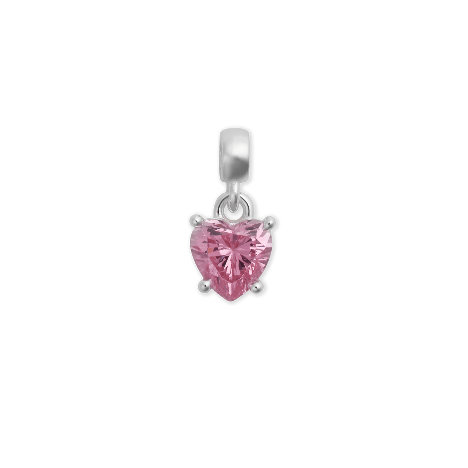 Heart Pink Crystal Charm S925 Sterling Silver